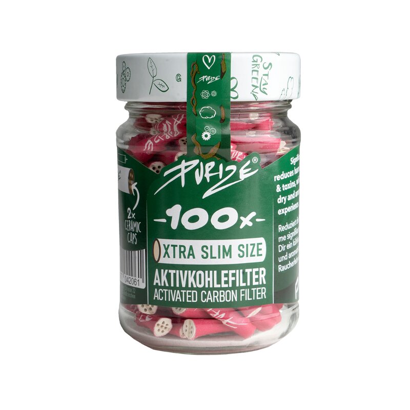 PURIZE ActiveFilter 6mm Glas Pink Aktivkohlefilter 100 Stück