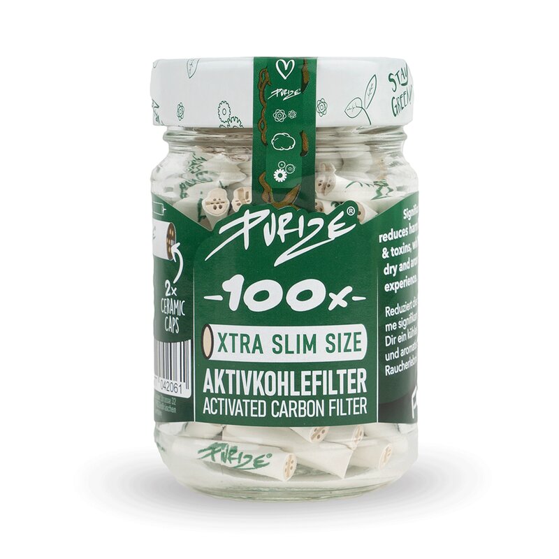PURIZE ActiveFilter 6mm Glas Weiss Aktivkohlefilter 100 Stück