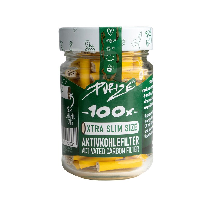 PURIZE ActiveFilter 6mm Glas Gelb Aktivkohlefilter 100 Stück