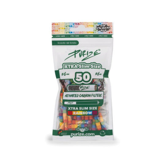 PURIZE ActiveFilter 6mm Rainbow Aktivkohle-Drehfilter 50 Stück