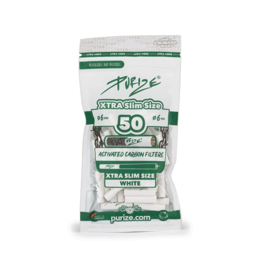 PURIZE ActiveFilter 6mm White Aktivkohle-Drehfilter 50 Stück
