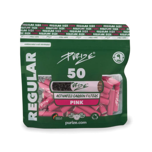 Purize ActiveFilter 9mm Pink, PURIZE Aktivkohlefilter, 50 Stück