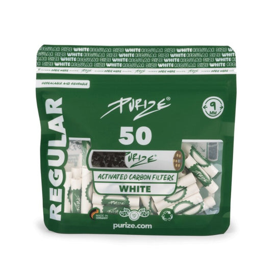 Purize ActiveFilter 9mm White, PURIZE Aktivkohlefilter, 50 Stück