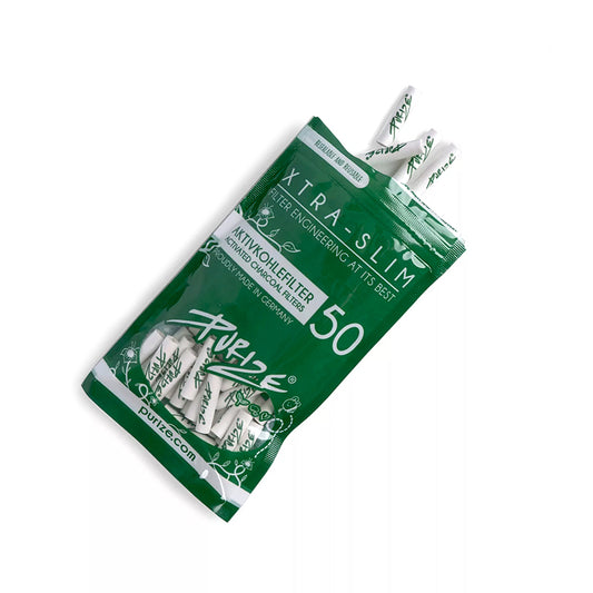 Purize Xtra Slim Aktivkohlefilter 50Stk. - Weiss – 9 mm, Aktivkohlefilter 50 Stück