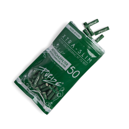 Purize Xtra Slim Aktivkohlefilter 50Stk. - Grün – 9 mm, Aktivkohlefilter 50 Stück