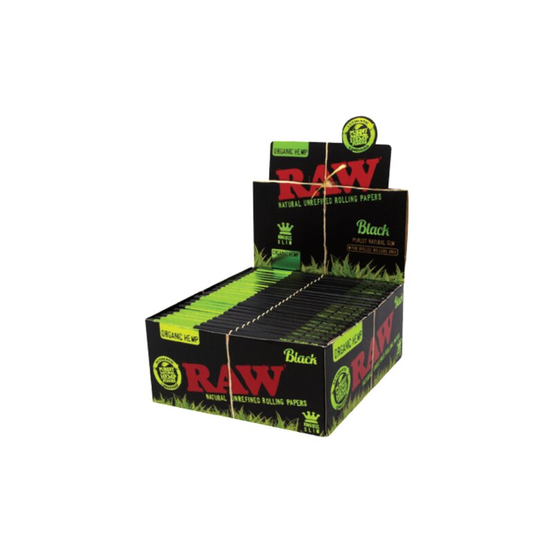 RAW KingSize Slim Black Organic Hemp Zigarettenpapier 50er-Box