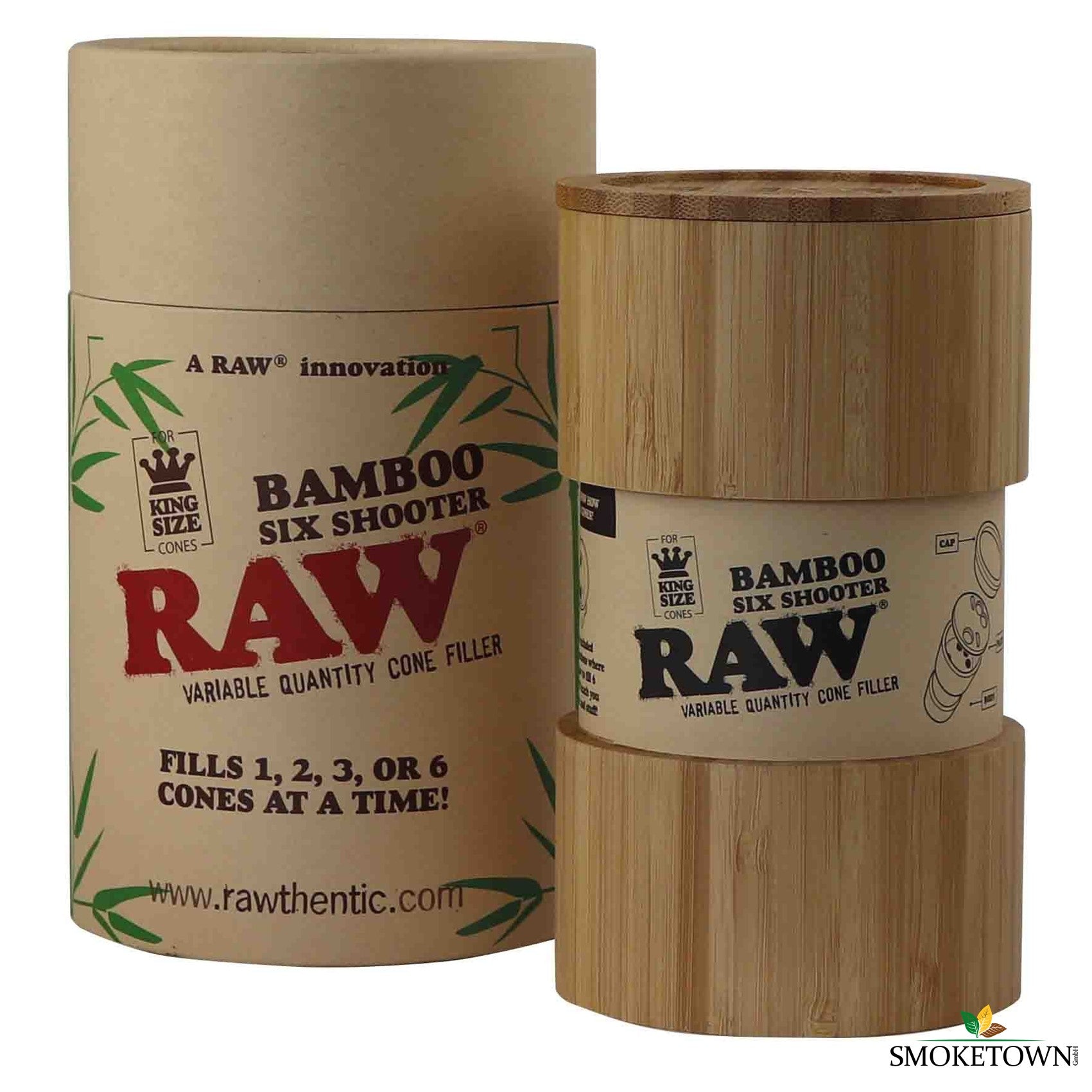 RAW Bamboo Six Shooter King Size – Bambus Joint Gerät, einfaches Drehen
