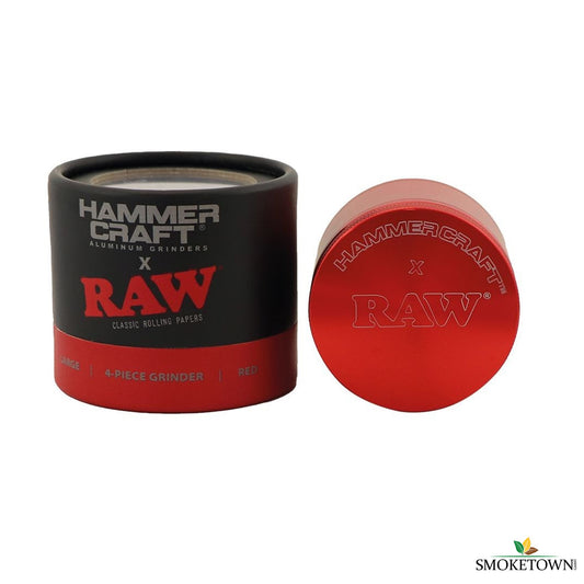 RAW x Hammercraft Grinder Rot – 4-teiliger Grinder, Aluminium Grinder