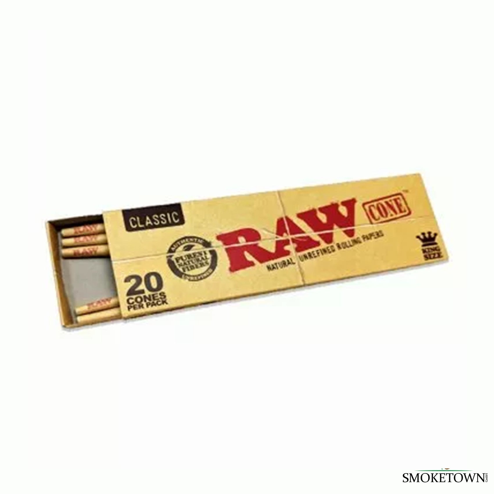 RAW Classic King Size Cones - 20 Stk – langsame Verbrennung, natürlicher Geschmack
