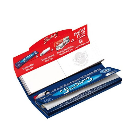 Smoking KingSize +Tips Blue, Zigarettenpapier mit Tips 24 x 33