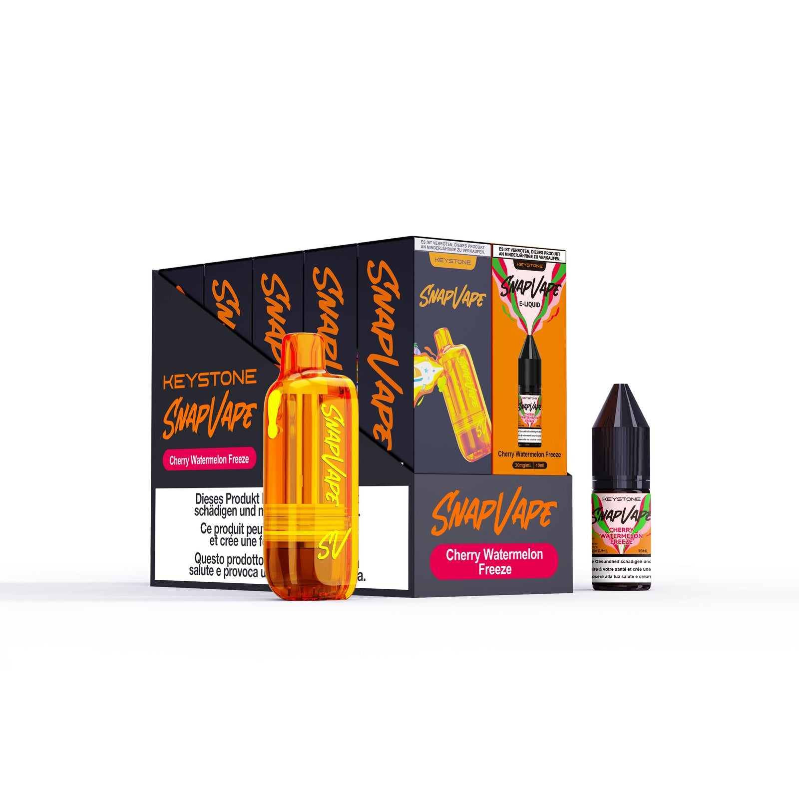 SnapVape Refill-Set Cherry Watermelon Freeze: Cartridge und E-Liquid 10 ml mit Verpackung