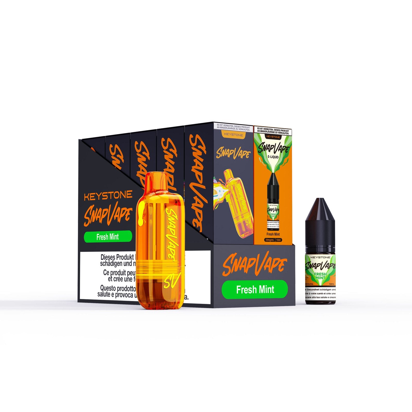 SnapVape Refill-Set Fresh Mint: Cartridge und E-Liquid 10 ml mit Verpackung
