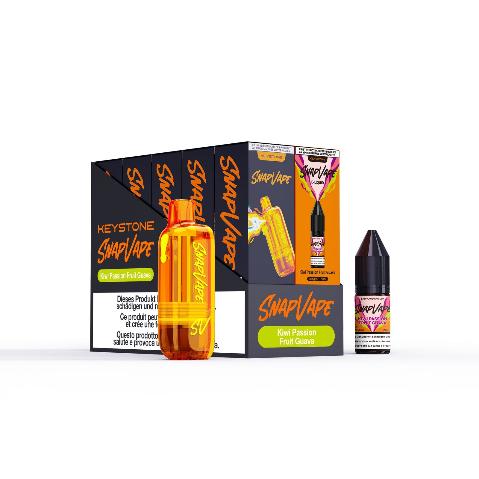 SnapVape Refill-Set Kiwi Passion Fruit Guava: Cartridge und E-Liquid 10 ml mit Verpackung