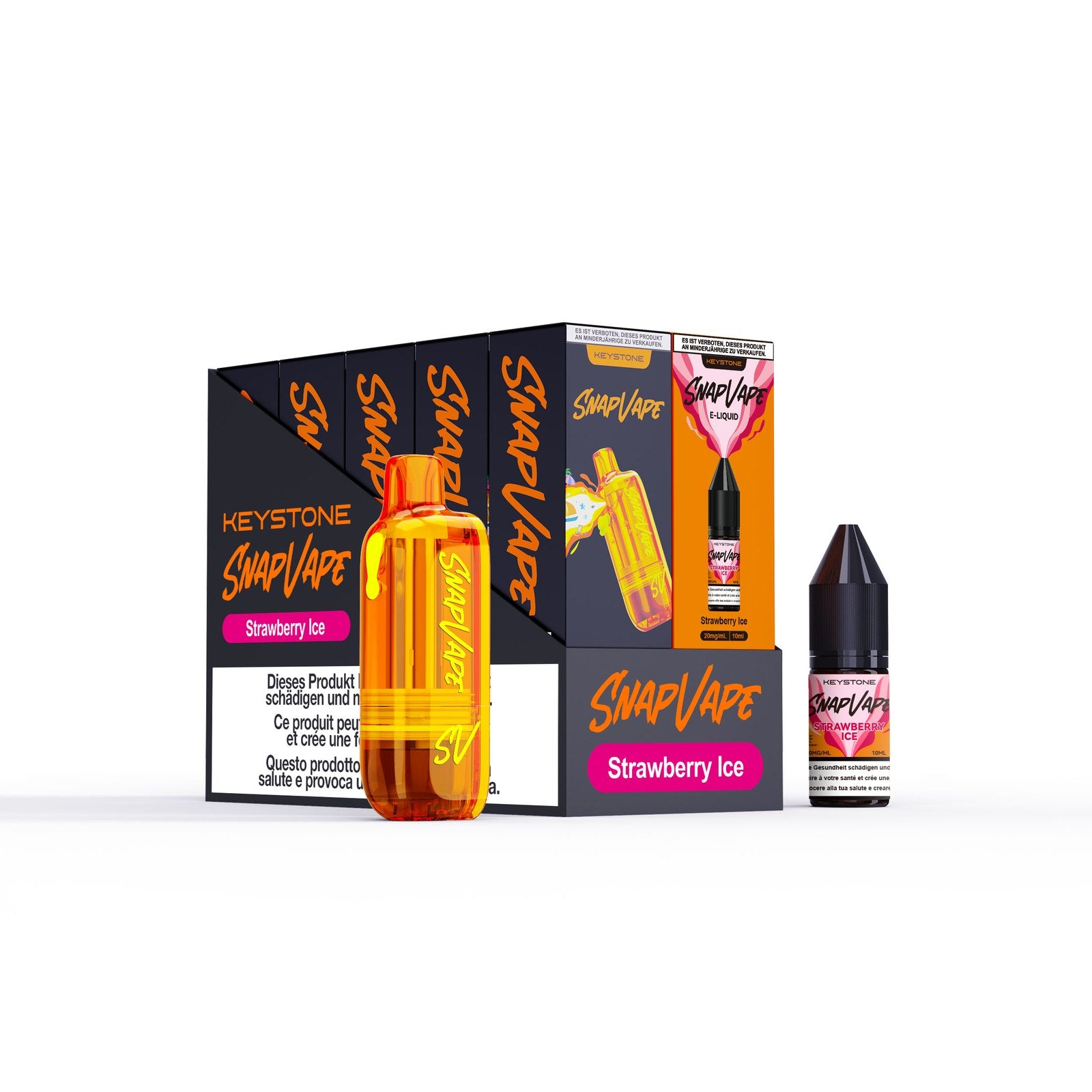 SnapVape Refill-Set Strawberry Ice: Cartridge und E-Liquid 10 ml mit Verpackung