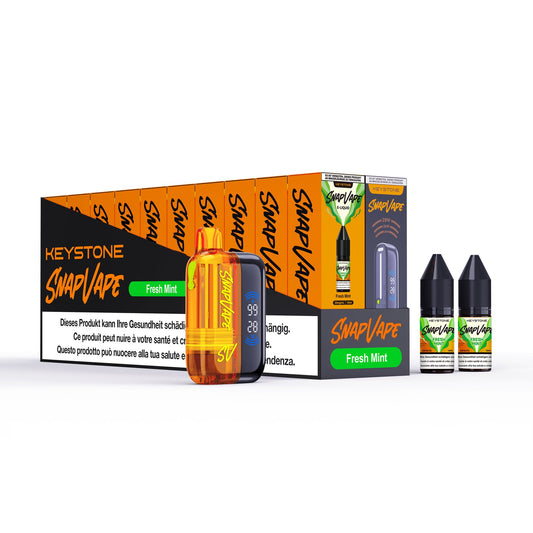 SnapVape Starter-Set Fresh Mint: Gerät, Cartridge und zwei E-Liquids 10 ml mit Verpackung