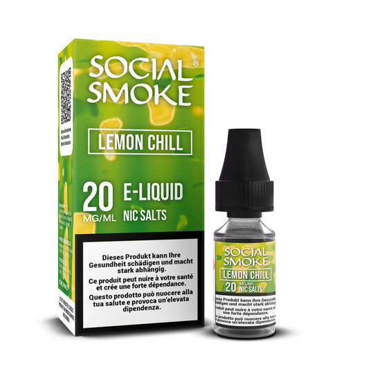 Social Smoke Liquid Lemon Chill 10 ml 20 mg Nikotinsalz – Flasche und Verpackung