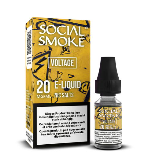 Social Smoke Liquid Voltage 10 ml 20 mg Nikotinsalz – Flasche und Verpackung