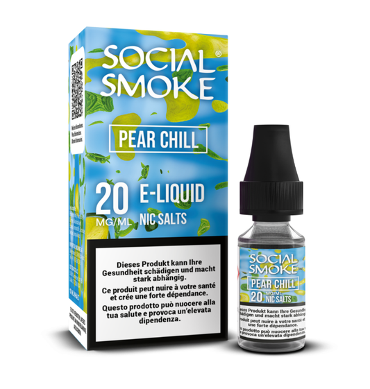 Social Smoke Liquid Pear Chill 10 ml 20 mg Nikotinsalz – Flasche und Verpackung