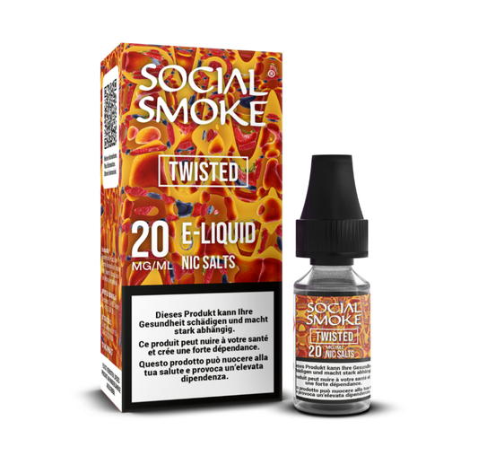 Social Smoke Liquid Twisted 10 ml 20 mg Nikotinsalz – Flasche und Verpackung