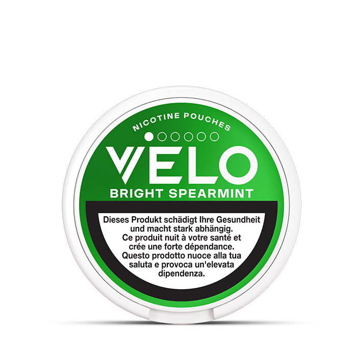 VELO Bright Spearmint Mini 4 mg – 16 Beutel – VELO Dose Vorderansicht