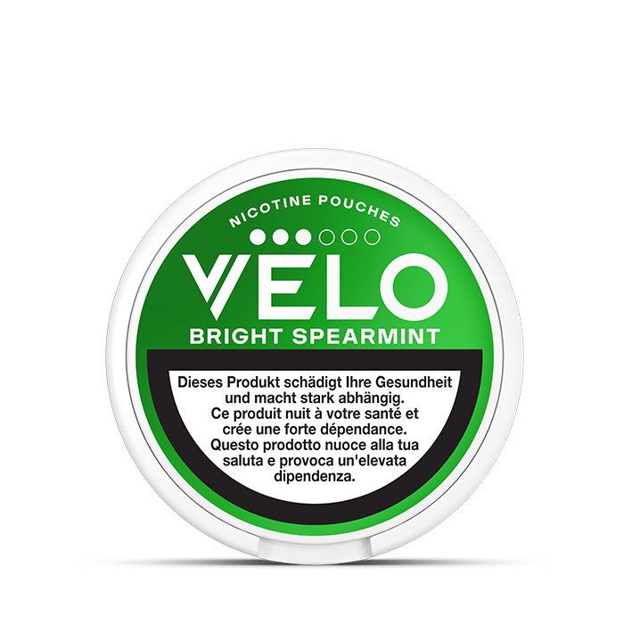 VELO Bright Spearmint Mini 7.9 mg – 16 Beutel – VELO Dose Vorderansicht
