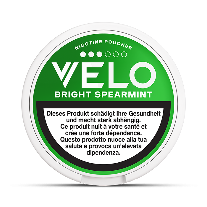 VELO Bright Spearmint 10 mg – 23 Beutel – VELO Dose Vorderansicht