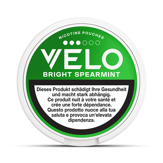 VELO Bright Spearmint 10 mg – 23 Beutel – VELO Dose Vorderansicht