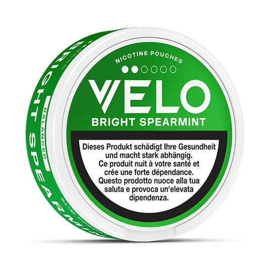 VELO Bright Spearmint 6 mg – 23 Beutel – VELO Dose Seitenansicht