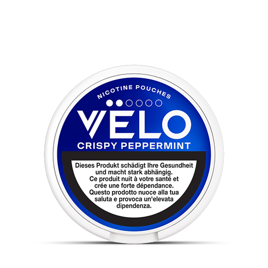 VELO Crispy Peppermint Mini 6 mg – 16 Beutel – VELO Dose Vorderansicht