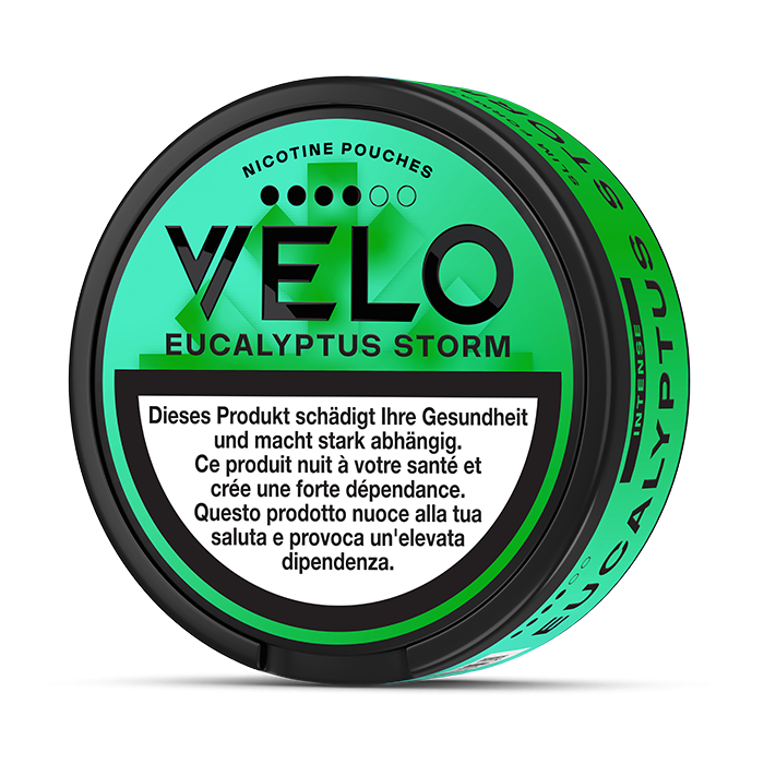 VELO Eucalyptus Storm 10.9 mg – 24 Beutel – VELO Dose Seitenansicht