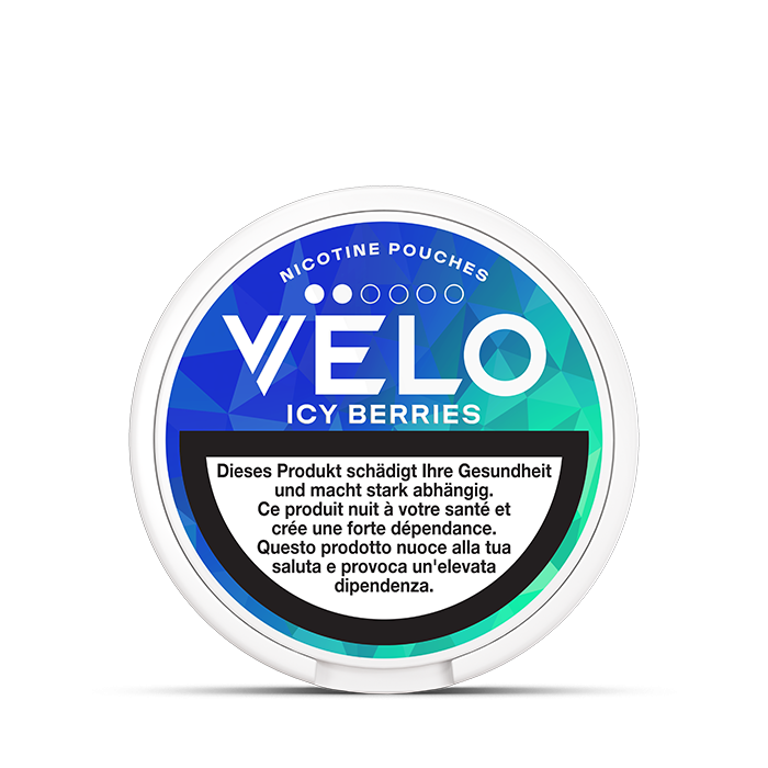 VELO Icy Berries Mini 6 mg – 16 Beutel – VELO Dose Vorderansicht