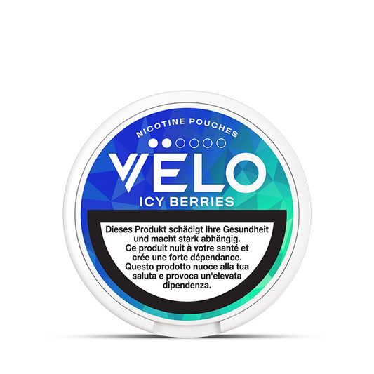 VELO Icy Berries Mini 6 mg – 16 Beutel – VELO Dose Vorderansicht