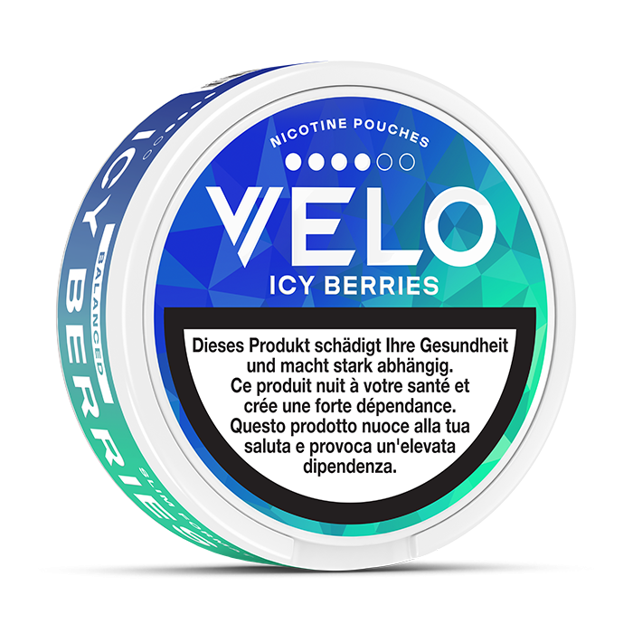 VELO Icy Berries 10.9 mg – 23 Beutel – VELO Dose Seitenansicht