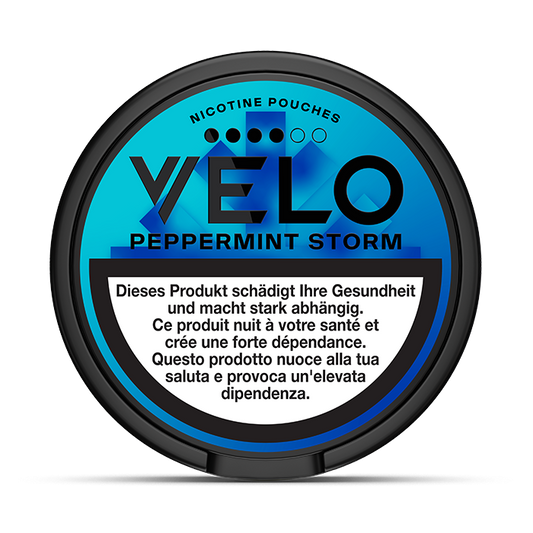 VELO Peppermint Storm 10.9 mg – 24 Beutel – VELO Dose Vorderansicht