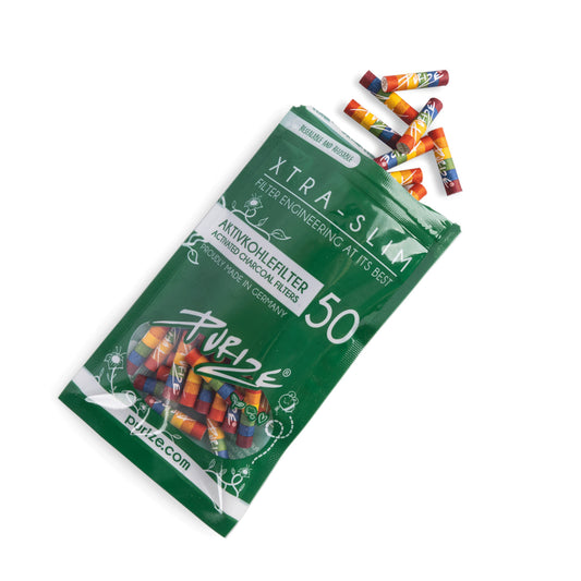 PURIZE Aktivkohlefilter XTRA Slim Rainbow 50 Stück – 9 mm, Aktivkohlefilter 5