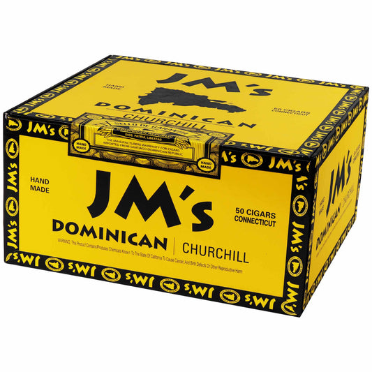 JM's Dominican Connecticut Churchill Zigarre im Churchill-Format mit hellem Connecticut-Deckblatt
